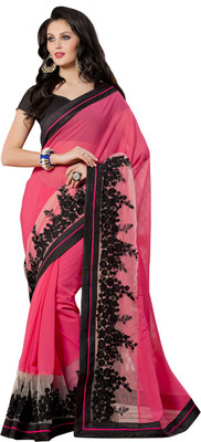 

Lovelylook Embroidered Daily Wear Georgette Saree(Pink)