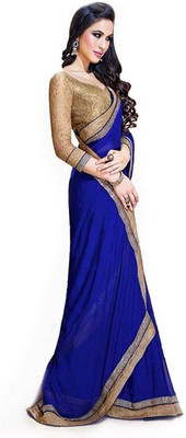 

Twinsbirds Self Design Bollywood Georgette Saree(Blue)