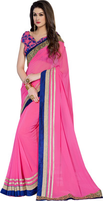 

Jiya Self Design Fashion Georgette Saree(Pink)