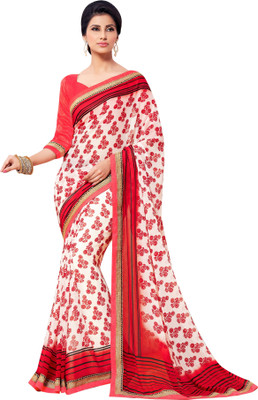 

Brijraj Printed Fashion Georgette Saree(White)