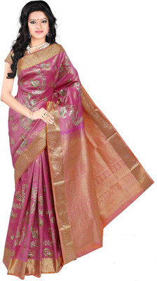 

Roopkala Silks Embellished Dharmavaram Brocade Saree(Pink)