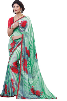 

Parisha Printed Fashion Georgette Saree(Green, Red)