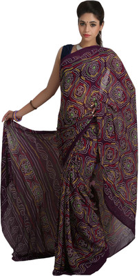 

Jaipur Kurti Printed Bandhej Viscose Saree(Multicolor), Voilet