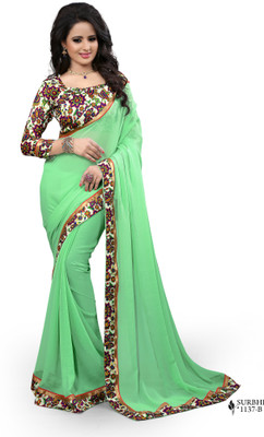 

Indianbeauty Solid, Printed Fashion Georgette Saree(Light Green)