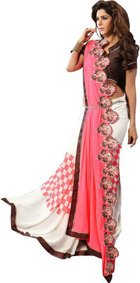 

Mathura Embroidered Fashion Chiffon Saree(Pink, White)