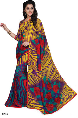

Indianbeauty Self Design, Printed Bollywood Georgette Saree(Multicolor)