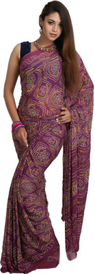 

Jaipur Kurti Printed Bandhej Viscose Saree(Multicolor), Wine