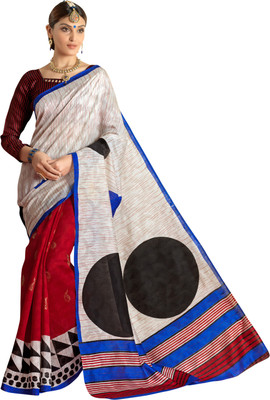 

Khoobee Self Design, Printed Fashion Cotton, Jacquard Saree(Red)