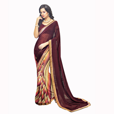 

Vishal Self Design Bollywood Georgette Saree(Brown, Multicolor)