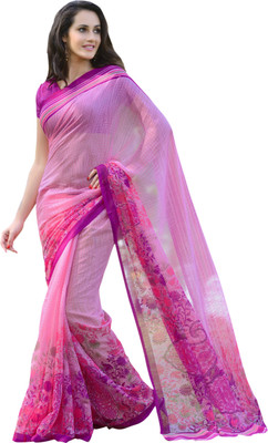 Manthan Printed Daily Wear Cotton Saree(Pink)