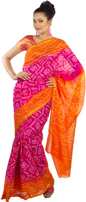 

Jaipur Kurti Printed Bandhani Art Silk Saree(Pink), Fuschia