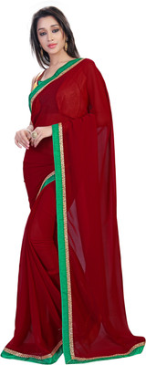 

Khoobee Self Design Fashion Georgette Saree(Maroon, Beige), Beige;maroon