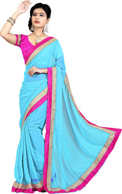 

Party Wear Dresses Solid Fashion Chiffon Saree(Blue)