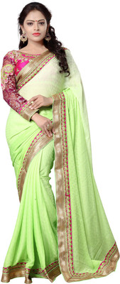 

Ishin Embroidered Chanderi Pure Silk, Raw Silk, Tissue Silk Saree(Green)