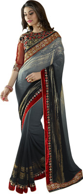 

Jiya Self Design, Embellished, Embroidered Fashion Georgette Saree(Grey, Black, Red), Black;grey;red