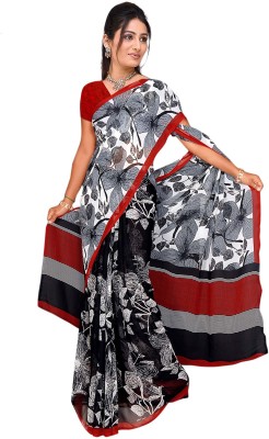 

Khushali Printed Daily Wear Georgette Saree(Grey, Black), Black;grey