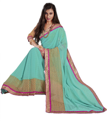

Khoobee Self Design, Embroidered Fashion Chiffon, Jacquard Saree(Light Blue)