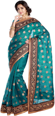 

Soch Printed Fashion Chanderi Saree(Green, Gold)