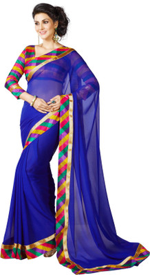 

Khushali Self Design Fashion Georgette Saree(Blue, Multicolor)