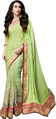 

Desi Butik Embroidered Fashion Net Saree(Green), Lime green