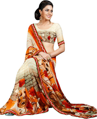

Parisha Printed Fashion Georgette Saree(White, Orange, Multicolor), Multicolor;orange;white