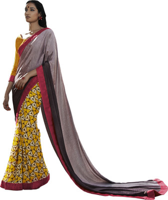 

Ewows Embellished, Floral Print Fashion Satin, Jacquard Saree(Brown, Yellow)