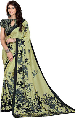 Mathura Digital Prints Fashion Chiffon Saree(White)