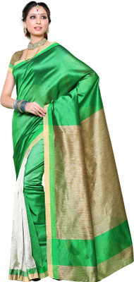

Mimosa Woven Kanjivaram Cotton Saree(Multicolor), Green