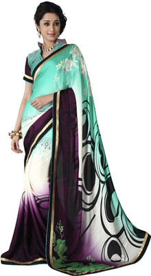 

Parisha Self Design, Printed Fashion Satin, Chiffon Saree(Green, Multicolor)