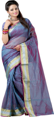 

Ansu Fashion Solid Meghalaya Silk Saree(Blue)