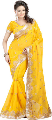 

Fashiondeal Embellished Bollywood Georgette Saree(Yellow)