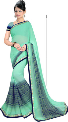 

Avaran fashion Printed Bollywood Georgette Saree(Light Blue), Multi