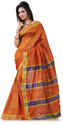 

Kanheyas Printed Daily Wear Handloom Silk Cotton Blend Saree(Orange)