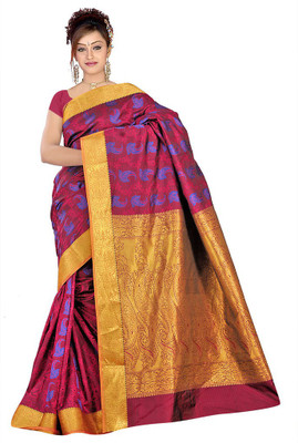 

Manthan Printed Daily Wear Art Silk Saree(Pink, Yellow), Pink & gold