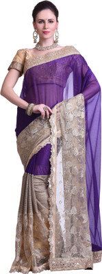 

Chirag Sarees Embellished Fashion Synthetic Georgette Saree(Purple)