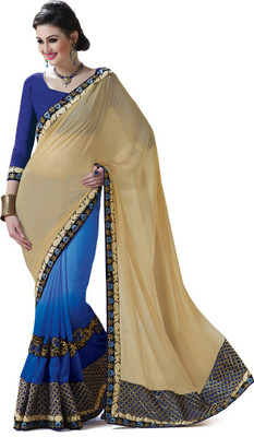 

Saara Embroidered Fashion Georgette Saree(Beige, Blue)
