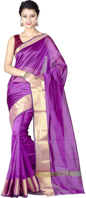 

Chandrakala Solid Banarasi Art Silk Saree(Purple)