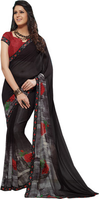 

Ishin Printed Fashion Georgette Saree(Black)