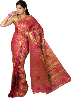 Mimosa Woven Kanjivaram Handloom Art Silk Saree(Pink) available at flipkart for Rs.1719