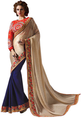 

Bhavi Embroidered Fashion Georgette Saree(Beige, Blue)