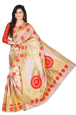 

Weavedeal Embellished Kanjivaram Silk Cotton Blend Saree(White)