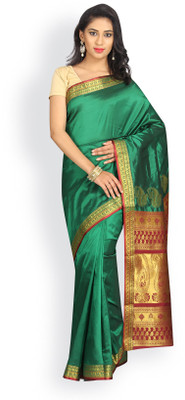 

Pavechas Solid Kanjivaram Art Silk Saree(Green)