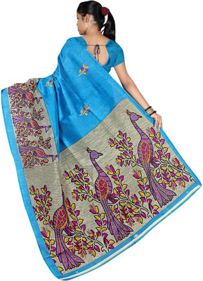 

Party Wear Dresses Printed Fashion Cotton Saree(Blue)