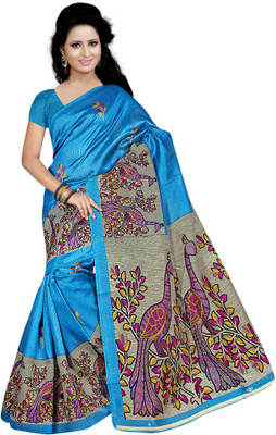 

Indian Wear Online Printed Fashion Cotton Saree(Blue)