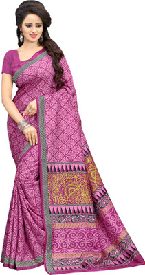 

Urban Vastra Floral Print Fashion Raw Silk Saree(Pink)