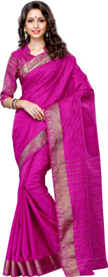

Mimosa Woven Kanjivaram Tussar Silk Saree(Pink), Rani