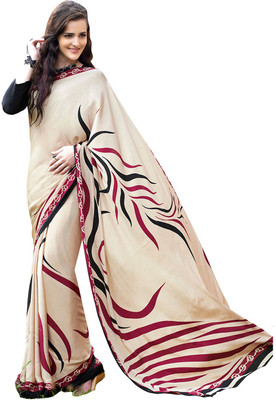 

Helixenterprise Printed Fashion Handloom Crepe Saree(Black)
