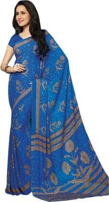 

Vishal Printed Fashion Crepe Saree(Blue)