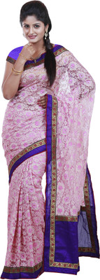 

Mimosa Woven Bollywood Net Saree(Pink), Light pink