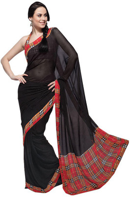 

Stylish Girls Printed Fashion Pure Chiffon Saree(Black)